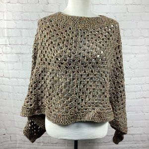 Crocheted Hand Knit Poncho Shawl Multicolored Women’s One Size Fits Most